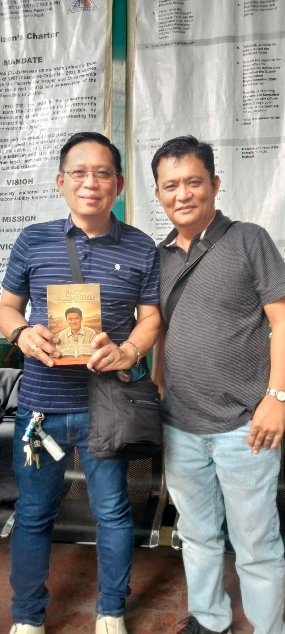 Close view of the Pinoy Walking Bible cover featuring Bro. Willie Santiago with an open Bible